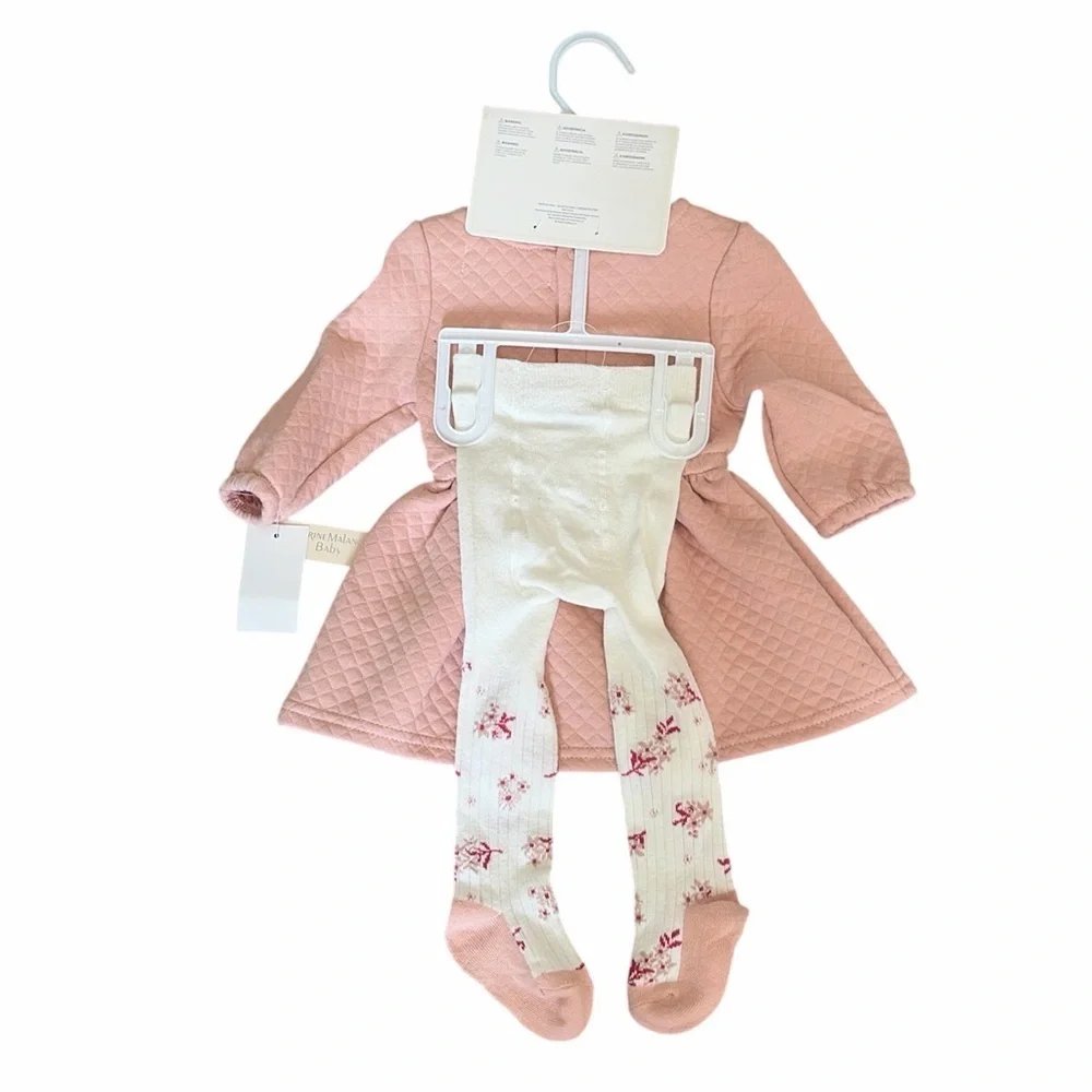 Catherine Malandrino Baby Girl 3PC Dress Headband Tights Set - Picture 2 of 5